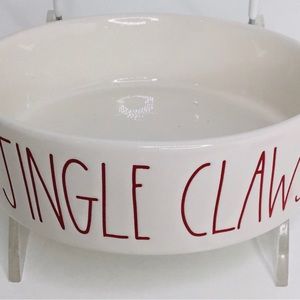 New Rae Dunn Christmas “JINGLE CLAWS” Water Or Food Bowl